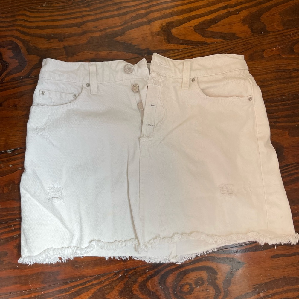 Zara white denim mini skirt